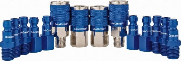 Legacy - 14 Piece 1/4" Body 1/4 NPT 300 psi Steel/Aluminum Tru-Flate Automotive Pneumatic Coupling Plug Set - Americas Industrial Supply