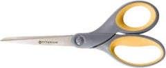 Ability One - 3" LOC, 8" OAL Titanium Scissors - Ambidextrous, Bent Handle, For Sticky Residues - Americas Industrial Supply