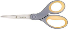 Ability One - 4" LOC, 7" OAL Titanium Scissors - Ambidextrous, Straight Handle, For Sticky Residues - Americas Industrial Supply