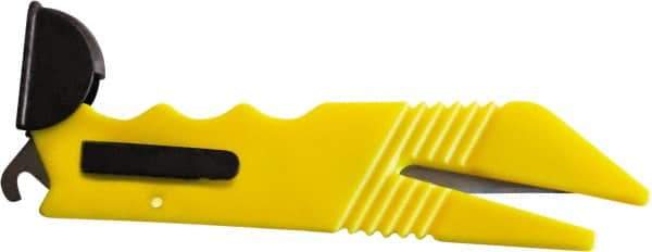 ICT - Fixed Safety Utility Knife - 1" Stainless Steel Blade, Yellow ABS Handle, 2 Blades Included - Americas Industrial Supply