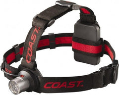 Coast Cutlery - White, Red LED Bulb, 145 Lumens, Hands-free Flashlight - Black, Red Plastic Body, 3 AAA Batteries Included - Americas Industrial Supply