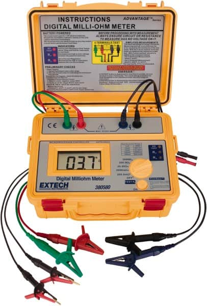 Extech - Digital LCD Display, 0.002 Megohm Electrical Insulation Resistance Tester & Megohmmeter - Powered by AA Battery - Americas Industrial Supply