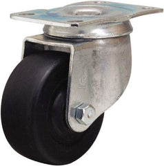 Hamilton - 3" Diam x 1-1/4" Wide x 4" OAH Top Plate Mount Swivel Caster - Hard Rubber, 210 Lb Capacity, Self-Lubricating Bearing, 2-1/2 x 3-3/4" Plate - Americas Industrial Supply