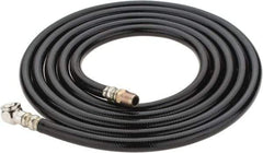 PRO-SOURCE - 1/4" ID x 1/2" OD 10' Long Air Tank Hose - Tire Chuck Ends, 300 Working psi, 158°, 1/4" Fitting, Black - Americas Industrial Supply