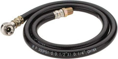 PRO-SOURCE - 1/4" ID x 1/2" OD 3' Long Air Tank Hose - Tire Chuck Ends, 300 Working psi, 158°, 1/4" Fitting, Black - Americas Industrial Supply