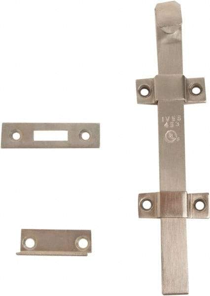 IVES - 8 Inch Long, 1 Inch Wide, Surface Bolt - Steel, Satin Chrome Finish - Americas Industrial Supply