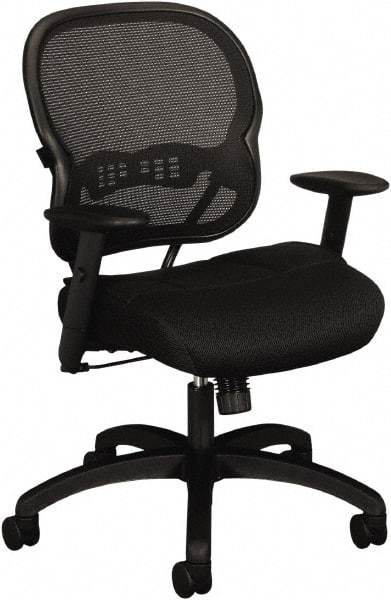 Basyx - 41-3/4" High Mid Back Chair - 27-3/8" Wide x 26-3/8" Deep, Padded Mesh Seat, Black - Americas Industrial Supply