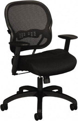 Basyx - 41-3/4" High Mid Back Chair - 27-3/8" Wide x 26-3/8" Deep, Padded Mesh Seat, Black - Americas Industrial Supply