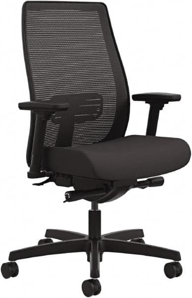 Hon - 46" High Mid Back Chair - 28" Wide x 29" Deep, Fabric Mesh Seat, Black - Americas Industrial Supply