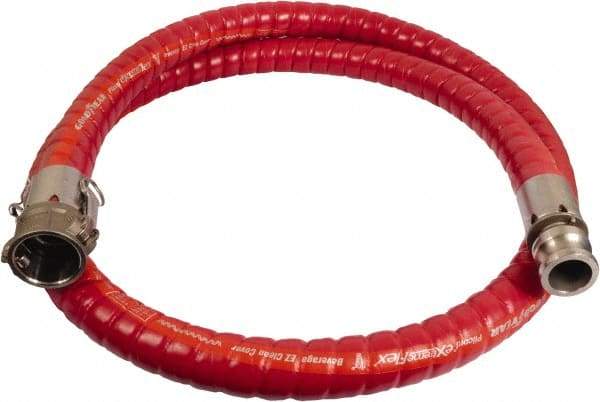 Continental ContiTech - 1" Inside x 1.52" Outside Diam, 220°F, Male x Female Camlock Food & Beverage Hose - 2" Bend Radius, Red, 20' Long, 250 Max psi, 29 Vacuum Rating - Americas Industrial Supply