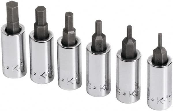 SK - 6 Piece 1/4" Drive Metric Hex Bit Socket Set - 2 to 6mm Hex - Americas Industrial Supply