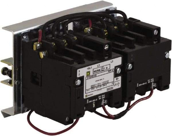 Square D - 3 Pole, 110 Coil VAC at 50 Hz and 120 Coil VAC at 60 Hz, 18 Amp NEMA Contactor - Open Enclosure, 50 Hz at 110 VAC and 60 Hz at 120 VAC - Americas Industrial Supply