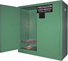 Securall Cabinets - 2 Door, Green Steel Standard Safety Cabinet for Flammable and Combustible Liquids - 44" High x 43" Wide x 18" Deep, Manual Closing Door, 3 Point Key Lock, D, E Cylinder Capacity - Americas Industrial Supply