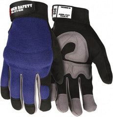MCR Safety - Size M Synthetic Blend General Protection Work Gloves - For Work & Driver, Uncoated, Hook & Loop Cuff, Black/Blue, Paired - Americas Industrial Supply