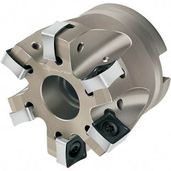 Walter - 5 Inserts, 80mm Cut Diam, 27mm Arbor Diam, 10mm Max Depth of Cut, Indexable Square-Shoulder Face Mill - 50mm High, SN.X 1205.. Insert Compatibility, Through Coolant, Series Xtra-tec - Americas Industrial Supply