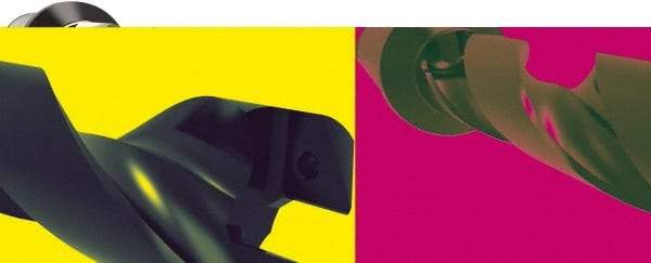 Allied Machine and Engineering - Series 32, 32 to 35mm Diam, 1-1/2" Diam Straight Shank with Flange, Helical Flute Spade Drill - 9-41/64" Max Depth, 11-23/32" Body Length, 14-13/32" OAL, Standard Length, Through Coolant - Americas Industrial Supply