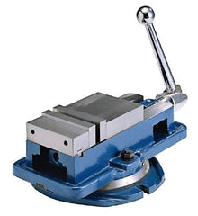 Interstate - 4" Jaw Width, 4" Jaw Opening Capacity, Horizontal Swivel Machine Vise - Manual Operation, 4,409 Lb Capacity, 1 Station, 14.85" Long x 4-31/32" High x 1-1/8" Deep, 1-1/8" Jaw Height - Americas Industrial Supply