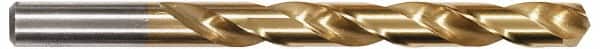 Hertel - Letter T 135° High Speed Steel Jobber Drill - TiN Finish, Right Hand Cut, Spiral Flute, Straight Shank, 4-7/8" OAL, Split Point - Americas Industrial Supply