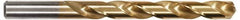 Hertel - Letter T 135° High Speed Steel Jobber Drill - TiN Finish, Right Hand Cut, Spiral Flute, Straight Shank, 4-7/8" OAL, Split Point - Americas Industrial Supply