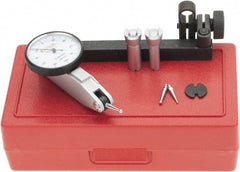 Test Indicator Kit: 8 Pc, 0-100-0 Dial Reading 1/2″ Contact Point Length, 0.08″ Ball Diam, 0.002mm Dial Graduation