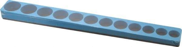 Made in USA - 12 Piece Capacity Magnetic Shallow Socket Holder - 3/8" Drive, Blue - Americas Industrial Supply