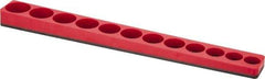 Made in USA - 12 Piece Capacity Magnetic Shallow Socket Holder - 3/8" Drive, Red - Americas Industrial Supply