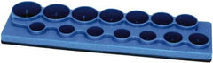 Made in USA - 12 Piece Capacity Magnetic Shallow Socket Holder - 1/2" Drive, Blue - Americas Industrial Supply