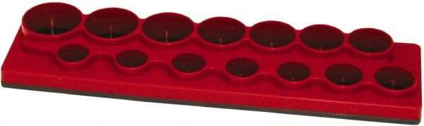 Made in USA - 12 Piece Capacity Magnetic Shallow Socket Holder - 1/2" Drive, Red - Americas Industrial Supply