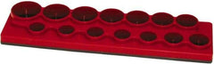 Made in USA - 12 Piece Capacity Magnetic Shallow Socket Holder - 1/2" Drive, Red - Americas Industrial Supply