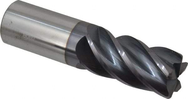 Accupro - 1", 5 Flute, Single End, Solid Carbide, 0.09" Corner Radius End Mill - 4" OAL, Right Hand Flute, 2" LOC, Right Hand Cut - Americas Industrial Supply
