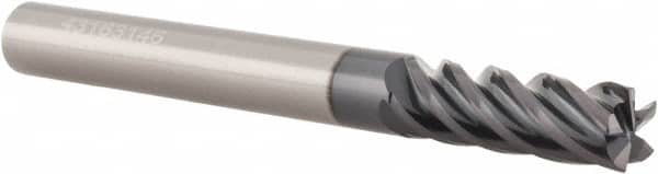 Accupro - 1/2", 5/8" LOC, 1/2" Shank Diam, 6" OAL, 5 Flute, Solid Carbide Square End Mill - Single End, AlTiN Finish, Spiral Flute, Variable° Helix, Centercutting, Right Hand Cut, Right Hand Flute - Americas Industrial Supply