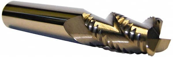 Accupro - 3/4" Diam, Coarse Pitch, 1-5/8" LOC, 3 Flute Solid Carbide 0.06" Corner Radius Roughing End Mill - Uncoated, 4" OAL, 3/4" Shank Diam, Single End, Centercutting, 30° Helix - Americas Industrial Supply