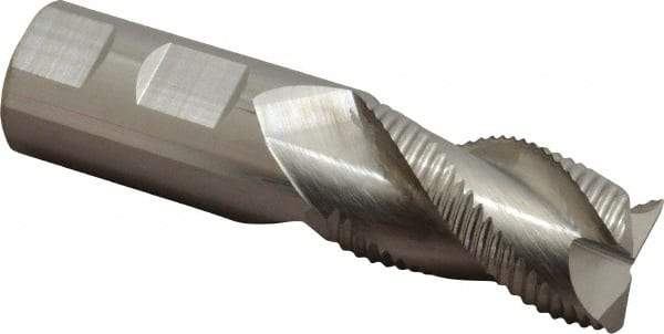 Accupro - 1" Diam, Coarse Pitch, 1-3/4" LOC, 3 Flute Solid Carbide 0.06" Corner Radius Roughing End Mill - Uncoated, 4" OAL, 1" Shank Diam, Single End, Centercutting, 30° Helix - Americas Industrial Supply