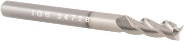 SGS - 1/2", 3-1/8" LOC, 1/2" Shank Diam, 6" OAL, 3 Flute, Solid Carbide Square End Mill - Single End, TiB2 Finish, Spiral Flute, 38° Helix, Right Hand Cut, Right Hand Flute, Series 43 - Americas Industrial Supply