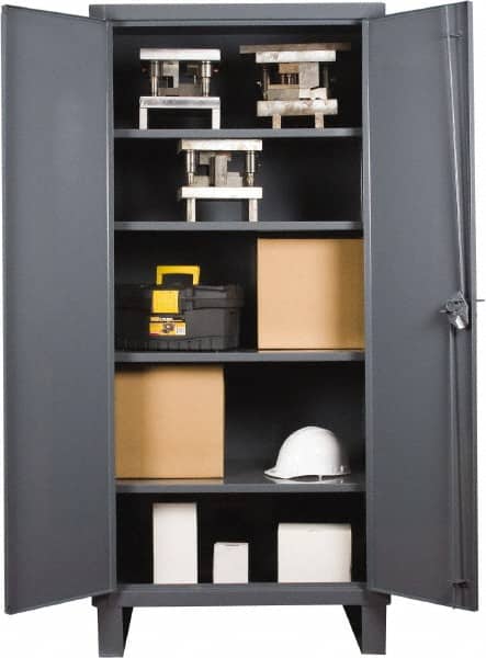Durham - 4 Shelf Locking Storage Cabinet - Steel, 36" Wide x 18" Deep x 78" High - Americas Industrial Supply