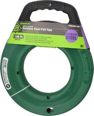 Greenlee - 100 Ft. Long x 1/8 Inch Wide, 0.045 Inch Thick, Stainless Steel Fish Tape - 400 Lb. Pulling Strength, Includes Case - Americas Industrial Supply