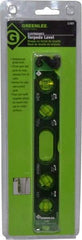 Greenlee - Magnetic 8-1/2" Long 4 Vial Torpedo Level - Aluminum, Green, 1 0°, 1 30°, 1 45° & 1 90° Vials - Americas Industrial Supply