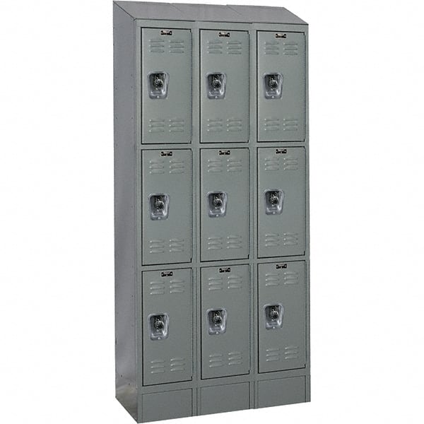 Hallowell - 9 Door, 3 Tier, Ready-Built Wardrobe & Box Lockers - Americas Industrial Supply