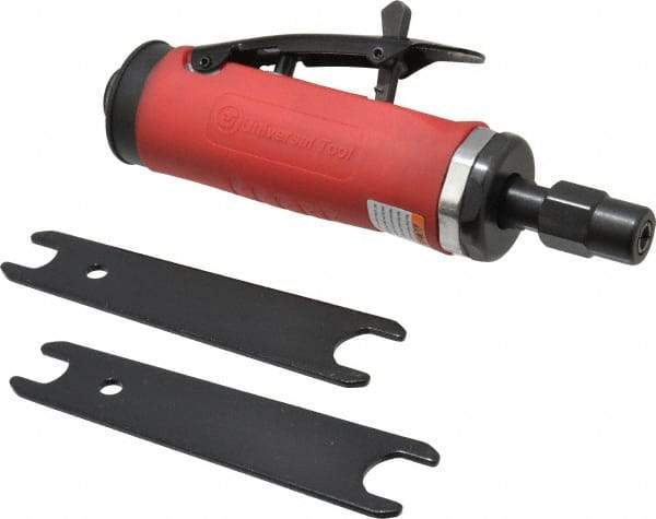 Universal Tool - 1/4" Collet, Straight Handle, Straight Air Die Grinder - 20,000 RPM, Rear Exhaust, 16 CFM, 0.45 hp, 90 psi, 1/4 NPT - Americas Industrial Supply