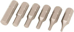 Wiha - 6 Piece, 1/4" Drive Screwdriver Insert Bit Set - 1/16 to 3/16" Hex - Americas Industrial Supply