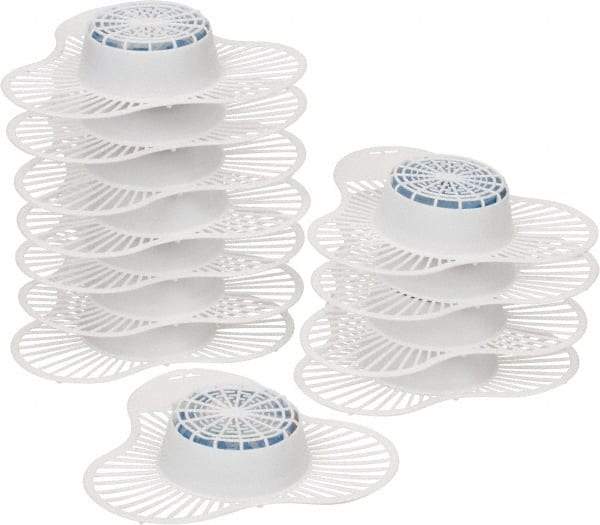 Fresh Products - Plastic, Urinal Screen with Block - White Screen with Blue Block, Cherry Scent Scent - Americas Industrial Supply