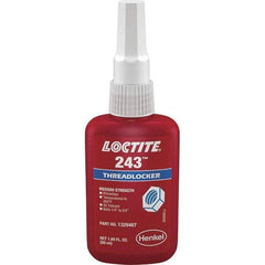 Loctite - 50 mL Bottle, Blue, Medium Strength Liquid Threadlocker - Series 243, 24 hr Full Cure Time, Hand Tool Removal - Americas Industrial Supply