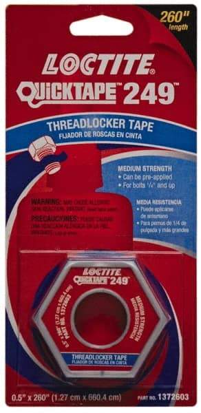 Loctite - Blue, Medium Strength Tape Threadlocker - Series 249, 24 hr Full Cure Time, Hand Tool, Heat Removal - Americas Industrial Supply