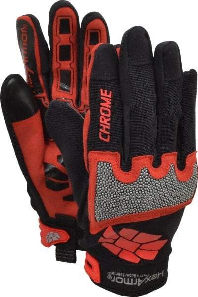 HexArmor - Size L (9), ANSI Cut Lvl A8, Puncture Lvl 2, Synthetic Leather Cut Resistant Gloves - Hook & Loop Cuff, Black/Red, Paired - Americas Industrial Supply