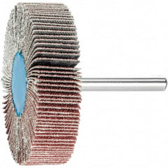 PFERD - 2-1/2" Diam x 1/2" Face Width, Aluminum Oxide Coated Mounted Flap Wheel - 1/4" Shank Mount, 80 Grit, 23,000 Max RPM - Americas Industrial Supply