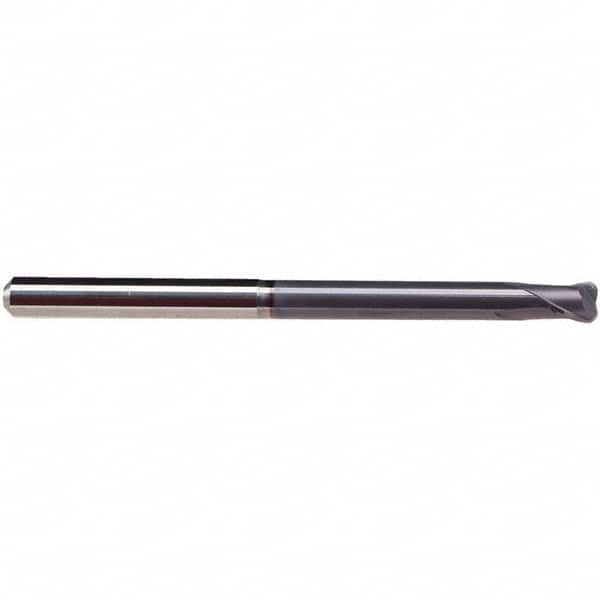 Emuge - 1/4" Diam, 1/4" LOC, 2 Flute Solid Carbide Roughing & Finishing End Mill - TiAlN Finish, 3-1/2" OAL, 1/4" Shank Diam, Cylindrical Shank, 30° Helix, Extra Long Length - Americas Industrial Supply