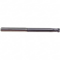 Emuge - 1/4" Diam, 1/4" LOC, 2 Flute Solid Carbide Roughing & Finishing End Mill - TiAlN Finish, 3-1/2" OAL, 1/4" Shank Diam, Cylindrical Shank, 30° Helix, Extra Long Length - Americas Industrial Supply