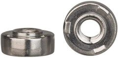 Electro Hardware - #10-24, 0.44" Body Diam, Round Head, Grade 303 Stainless Steel Weld Nut - 0.155" Pilot Height, 0.03" Min Panel Thickness, Passivated Finish - Americas Industrial Supply