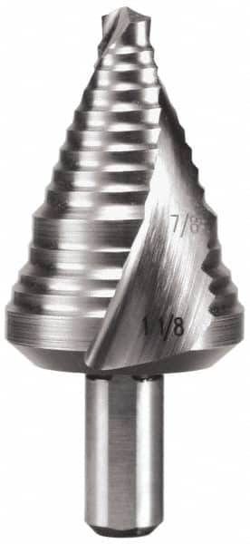 Hertel - 2 Hole Sizes, 7/8 to 1-1/8" Hole Diam Cobalt Step Drill Bit - Americas Industrial Supply