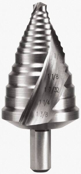 Hertel - 5 Hole Sizes, 7/8 to 1-3/8" Hole Diam Cobalt Step Drill Bit - Americas Industrial Supply